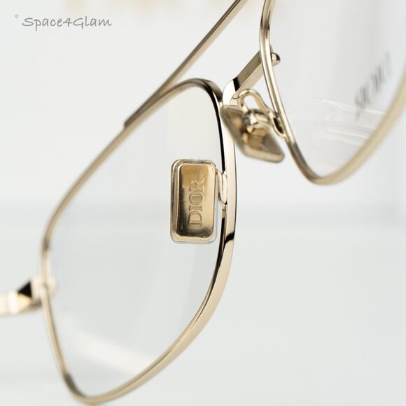 Dior Women Eyeglasses Shiny Clear Gold Demo Geometric DM50057U 032 BRAND NEW - Picture 8 of 10